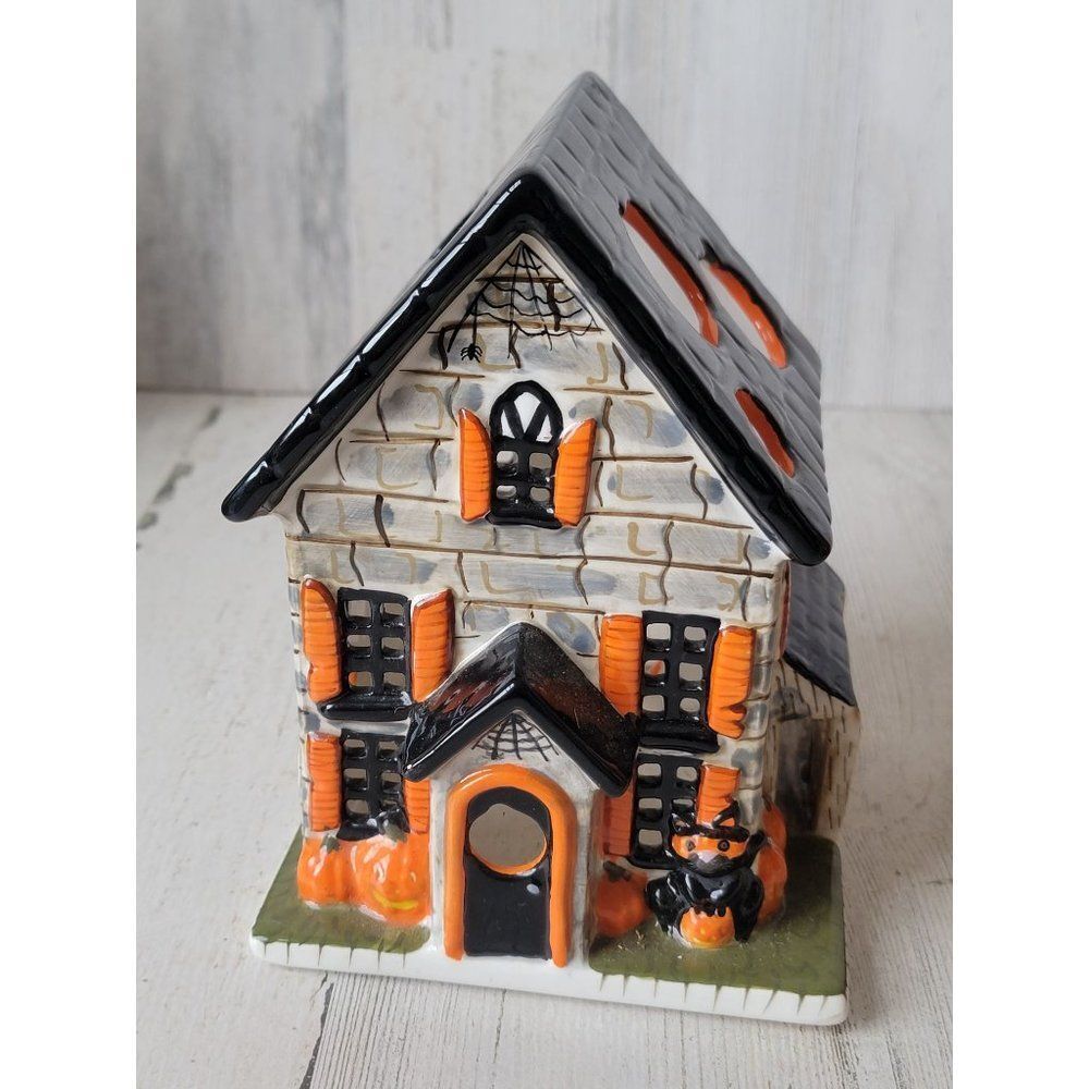 Haunted house candle holder‎ spider pumpkin scary figure